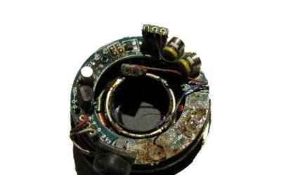 CORRODED CAMERA LENS FROM INDUSTRIAL APPLICATION, W/O reliable camera protection